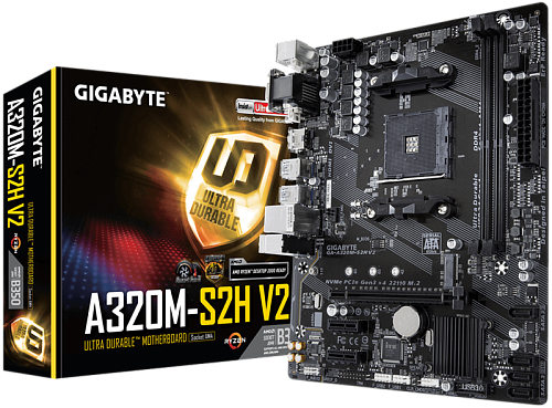 Gigabyte GA-A320M-S2H REV 1.1 AM4 A320 PCI-E Dsub+DVI+HDMI GbLAN SATA RAID 2DDR4 MicroATX
