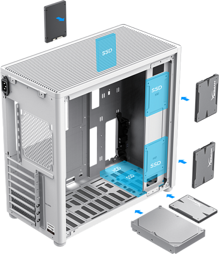Компьютерный корпус mATX/ Gamemax Spark Full White mATX case, white, PSU, w/1xUSB3.0+1xType-C, 1xCombo Audio