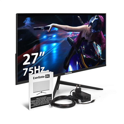 Монитор безрамочный с аудио выходом 27" ExeGate SmartView ES2707CA (IPS LED Grade A+, 2K, 2560x1440@75Гц (WQHD), 16:9, 300cd/m2, 1000:1, 178°/178°, 1m