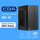 CBR Корпус mATX Minitower MX12, c БП PSU-ATX500-12EC (500W/120mm), 1*USB 3.0, 2*USB 2.0, HD Audio+Mic, Black [PCC-MATX-MX12-500W]