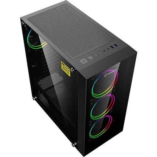 Компьютерный корпус, без блока питания ATX/ Gamemax Draco XD ATX case, black, w/o PSU, w/1xUSB3.0+1xUSB2.0, w/3x12cm ARGB GMX-FN12-DBB front fans, w