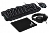 Комплект Оклик HS-HKM200G HADES (клавиатура, мышь, коврик для мыши, гарнитура) черный (1103548)