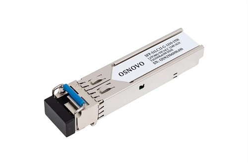 Oптический SFP модуль OSNOVO SFP-S1LC12-G-1310-1550 Оптический SFP Модуль. Одно волокно Single Mode. Скорость: до 1,25 Гбит/c. Тип разъема: LC. Оптиче