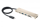 1 разъём HDMI м-м на выноске 25,4 см, 1 разъём RJ-45 м–м на кабеле CAT 5e ATEN USB-C Multiport Mini Dock - PD60W (после тестирования)