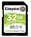 Kingston Secure Digital Flash Card 32GB SDHC Canvas Select Plus 100R C10 UHS-I U1 V10