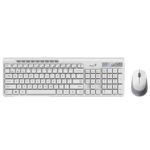 Клавиатура + мышь Genius Smart Slimstar 8230 WHITE {USB,1 мини-ресивер на оба устройства,104 кл кнопка SmartGenius, мембранная,800-1600 DPI} [3134001