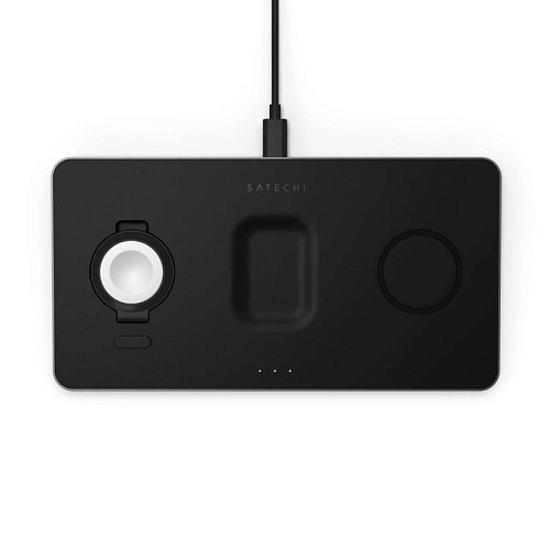 satechi [st-x3twcpm] беспроводное зарядное устройство trio wireless charging pad для телефона, часов и наушников. цвет серый космос.