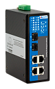 Неуправляемый промышленный Full Gigabit Ethernet коммутатор, 4 x 1G RJ45, 2 x 1G SFP, питание 2 x 12~48VDC, монтаж на DIN-рейку