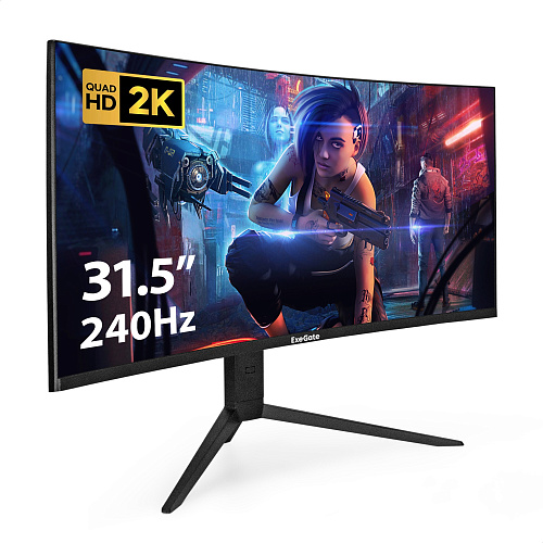 Монитор изогнутый игровой 240 Гц 31.5" ExeGate Combat EC3207TA (VA Curved R1500 LED Grade A+, 2K, 2560x1440@240Гц (WQHD), 16:9, 300cd/m2, 3000:1, 178°