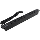 Exegate EX280858RUS Блок розеток ExeGate ServerPro PDU-19H909 Al-9C13-C14-2.5, 19",1U,алюм, 9C13, кабель с C14 2.5м