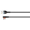 LDNIO LS561/ USB кабель Micro/ 1m/ 2.4A/ медь: 86 жил/ Угловой коннектор/ Нейлон/ Black&Orange