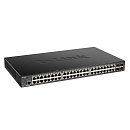 Коммутатор D-Link DGS-1250-52XMP/A1A L2 Smart Switch with 48 10/100/1000Base-T ports and 4 10GBase-X SFP+ ports (48 PoE ports 802.3af/802.3at (30 W),
