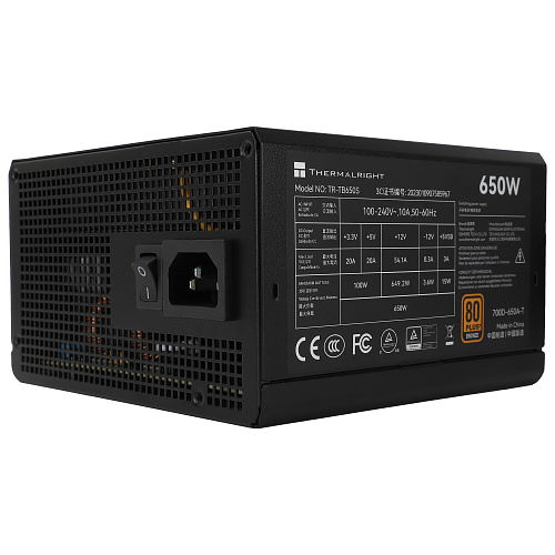 Блок питания 650W/ Thermalright, 650W 80+ Bronze (ATX, 3, Non-modular, 1x24(20+4)pin 550mm, 1xCPU*2 8(4+4)pin 600+150mm, 1xPCIe*2 8(6+2)pin
