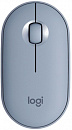 Мышь Logitech Pebble M350 синий оптическая (1000dpi) silent беспроводная BT/Radio USB для ноутбука (2but)