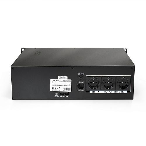 ИБП ExeGate ServerRM UNL-1500.LCD.AVR.3SH.RJ.USB.3U <1500VA/900W, LCD, AVR, 3*Schuko, RJ45/11, USB, 3U, установка в стойку, Black>