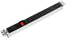 Блок розеток Rem-16 с выкл., 6 IEC 60320 C19, вход IEC 60320 C20, 16A, алюм., 19" [R-16-6C19-V-440]