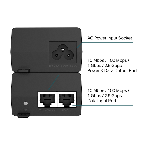 PoE инжектор TP-Link POE260S, Omada 2.5G PoE+ Injector Adapter