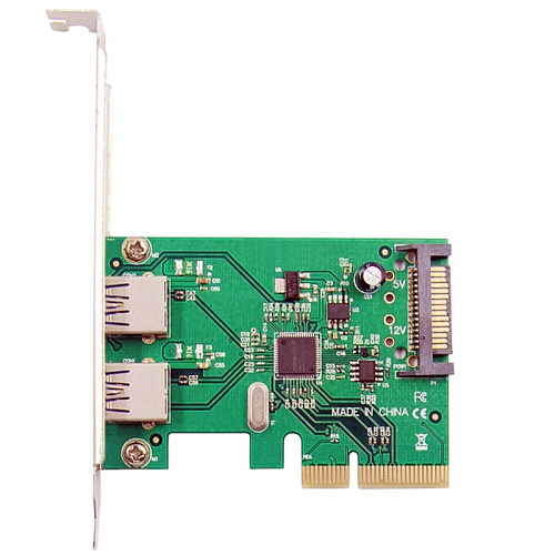 Контроллер ORIENT AM-31U2PE-2A, PCI-Ex4 v3.0, USB 3.2 Gen2 2-port ext Type-A, ASM1142 chipset, разъем доп.питания, в комплекте LP планка крепления (30