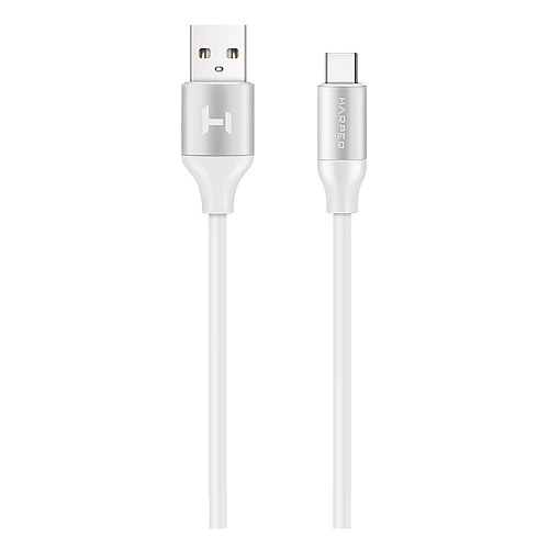 Harper USB - USB type-C, SCH-732 white(Силиконовый Кабель для зарядки и синхронизации, 2м, Металлический штекер на концах. Способны заряжать устройств