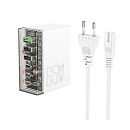 HOCO 65W GaN, QC3.0/PD, 3USB, 3Type-C, N36, белый (06608)