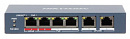 Коммутатор Hikvision DS-3E0106HP-E 4x100Мбит/с 2PoE+ 1PoE++ 60W неуправляемый