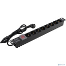 Exegate EX280841RUS Блок розеток ExeGate ServerPro PDU-19H802 Al-8S-EU1.8-SW, 19",1U,алюм, 8Schuko, евровилка, 1.8м