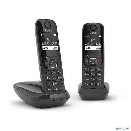 Gigaset [L36852-H2816-S301] AS690(A) DUO Р/Телефон Dect RUS черный (труб. в компл.:2шт) АОН