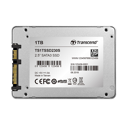 Твердотельный накопитель/ Transcend SSD SSD230S, 1024GB, 2.5" 7mm, SATA3, 3D TLC, R/W 560/500MB/s, IOPs 85 000/85 000, DRAM buffer 1024MB, TBW 560,