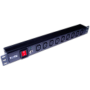 Блок розеток Блок розеток 19", 1-фазный с выключателем, 10A / 250V, 9xC13, без шнура питания, разъем C14