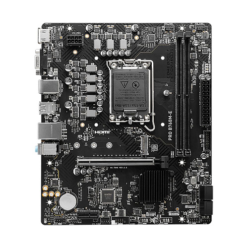 Материнская плата MSI PRO B760M-E B760, LGA1700, 2*DDR5, 1*PCIEx16, 1*PCIEx1, 1*M.2, 4*USB3.2Gen1, 8*USB2.0, 4*SATA3.0, 1G, VGA, HDMI, M-ATX, RTL