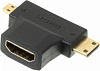 Переходник аудио-видео HDMI (f)/Micro HDMI (m)/Mini HDMI (m) черный (+ Mini HDMI (Male))