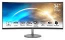 Монитор MSI PRO MP341CQ 34" 21:9 UWQHD(3440x1440) VA Curve1500R,1ms(MPRT),3000:1,100M:1,300nit,178/178,2xHDMI 2.0,DP 1.2,Tilt,Speaker,VESA,100Hz,Black
