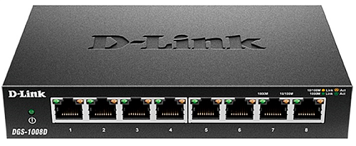 Коммутатор D-LINK DGS-1008D/J3B, L2 Unmanaged Switch with 8 10/100/1000Base-T ports.8K Mac address, Auto-sensing, 802.3x Flow Control, Stand-alone, Auto MDI/MDI-