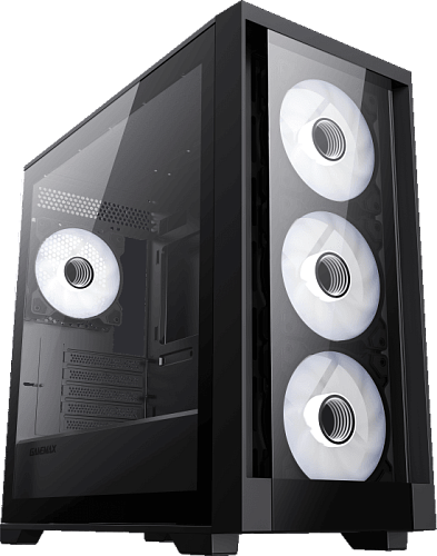 Компьютерный корпус mATX, без блока питания/ Gamemax DEFENDER TG mATX case, black, w/o psu, w/1xUSB3.0+2xUSB2.0, Combo Audio, w/3x12cm ARGB front fan