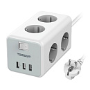 TESSAN TS-306 Grey Сетевой фильтр с 6 розетками 220В и 3 USB портами и кнопкой питания {80001847}