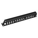 Cabeus JB07-1U-BK Кабельный органайзер 19" 1U с крышкой, металлический, цвет черный (RAL9004)