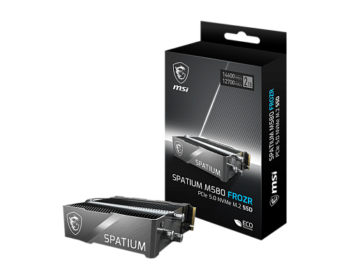 Твердотельный накопитель MSI SSD SPATIUM M580 FROZR, 2000GB, M.2(22x80mm), NVMe, PCIe 5.0 x4, 3D TLC, R/W 14600/12700, IOPs -/-, DRAM buffer 4096,