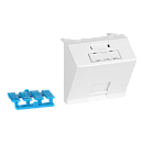 Вставка 45x45 на 1 кейстоун, угловая, со шторкой, маркировкой и иконками, белая