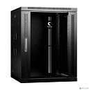 Cabeus SH-05F-15U60/35-R-BK Шкаф телекоммуникационный настенный разобранный 19" 15U 600x350x769mm (ШхГхВ) дверь стекло, цвет черный (RAL 9004)