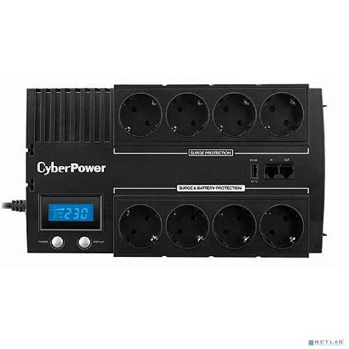 CyberPower BR1200ELCD ИБП {Line-Interactive, 1200VA/720W USB/RJ11/45/USB charger A (4+4 EURO), 12В/5.8 Ач х 2}