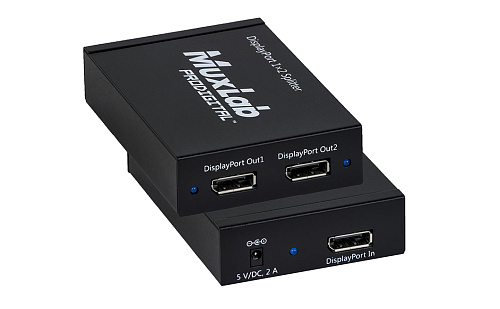 Распределитель сигнала MuxLab [500505] DisplayPort 1.2a 1 x 2, Разрешение до 4К/60Гц 1 вход (DisplayPort 1.2a), 2 выхода (DisplayPort 1.2a), Блок пита