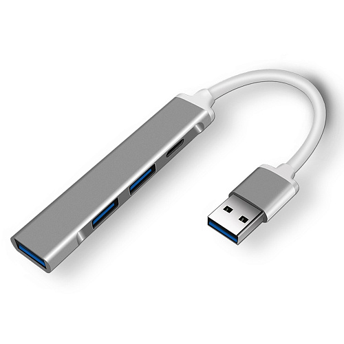 Корпус ORIENT CU-324, USB 3.0 (USB 3.1 Gen1)/USB 2.0 HUB 4 порта: 1xUSB3.0 + 2xUSB2.0 + 1xUSB2.0 Type-C, USB штекер тип А, алюминиевый , серебристый (3