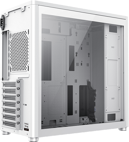 Компьютерный корпус mATX/ Gamemax Spark Full White mATX case, white, PSU, w/1xUSB3.0+1xType-C, 1xCombo Audio