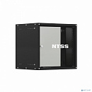 NTSS Шкаф настенный телекоммуникационный NTSS LIME 9U 550х600х500мм, 2 профиля 19, дверь стеклянная, боковые стенки несъемные, разобранный, черный RAL