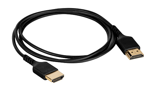 Кабель HDMI Wize [WAVC-HDMIUS-0.2M] 0.2 м, v.2.0, 19M/19M, 4K/60 Hz 4:4:4, 36 AWG, HDCP 2.2,ультратонкий, позол.разъемы, черный, пакет