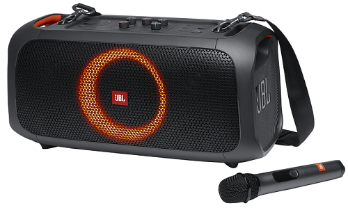 JBL PARTY BOX On-The-Go портативная А/С: 100W RMS, BT 4.2, 3.5-Jack, USB, до 6 часов, LED, 7.5 кг, цвет черный