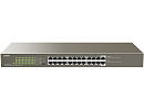 TEG1124P-24-250W — коммутатор Tenda с 24 PoE портами 10/100/1000 Мбит/с Base-TX RJ45. Порты 1–24 соответствуют стандарту IEEE 802.3af (максимальная