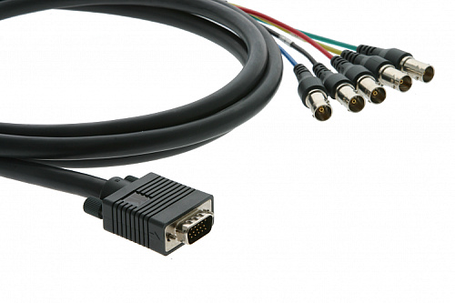 Переходный мониторный кабель VGA (HD15) [92-4105015] Kramer Electronics [C-GM/5BF-15] VGA (Вилка) на 5 BNC (Вилки), 75 Ом, 4.6 м
