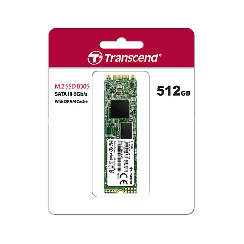 Твердотельный накопитель/ Transcend SSD 830S, 512GB, M.2(22x80mm), SATA3, 3D TLC, R/W 560/500MB/s, IOPs 80 000/85 000, DRAM buffer 512MB, TBW 280,