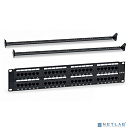 WRline Патч-панель 19" (2U), 48 портов RJ-45, категория 5e, Dual IDC, с задним кабельным организатором, цвет черный